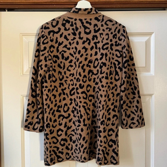 J. Crew Sophie Open Front Sweater Blazer Jacket Leopard Wool Women’s size XS - Picture 4 of 10